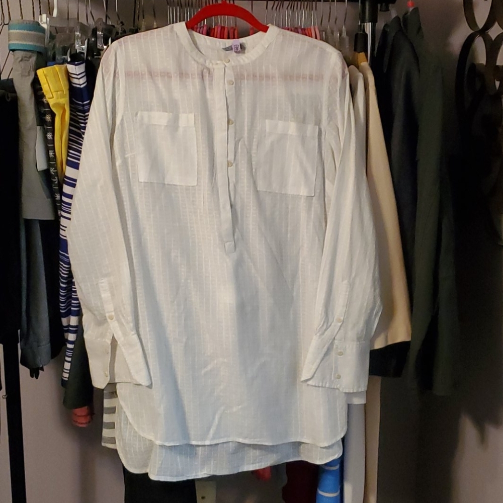 Merona collarless white tunic